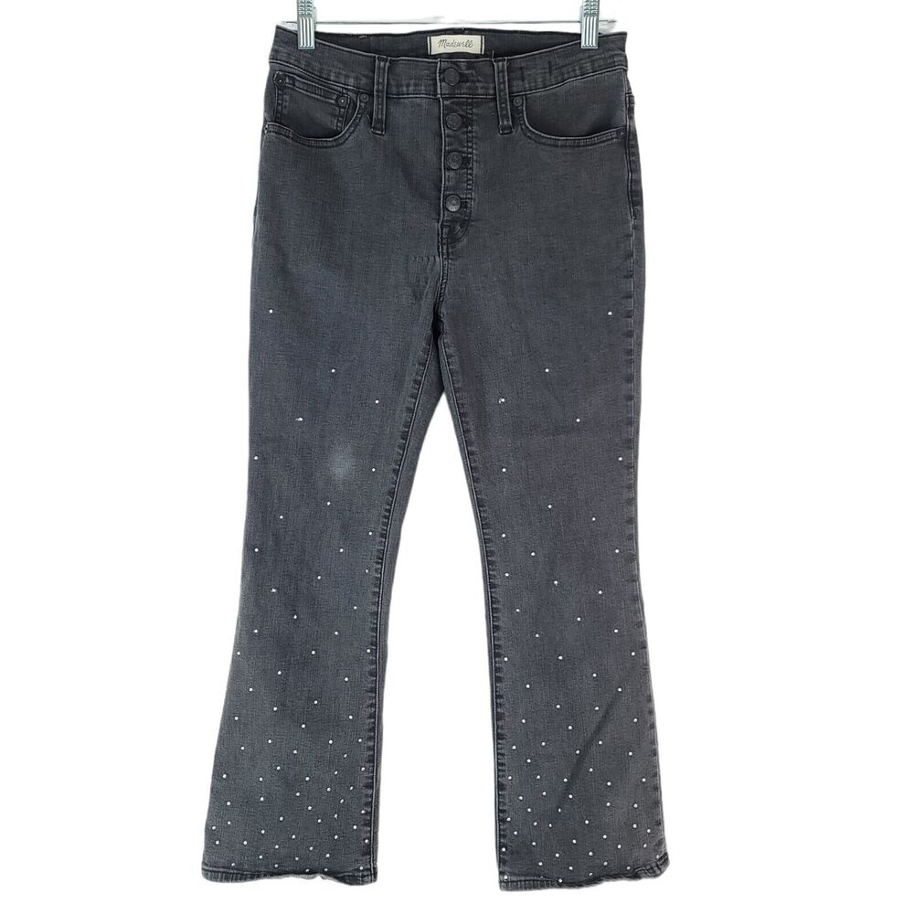 Madewell Jeans Womens‎ 28 Black Scattered Metallic Dot Cali Demi Boot  K2484